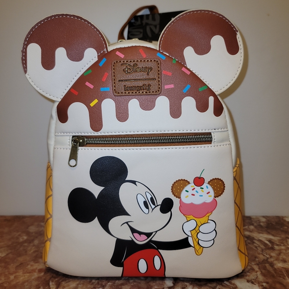 NWT Loungefly Disney Mickey Mouse Ice Cream Cone Sundae Backpack